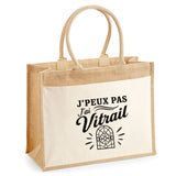Sac Cabas Jute avec Poche J’peux pas j’ai Vitrail