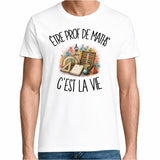 T-shirt Homme Blanc Être prof de maths c'est la vie