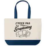 Grand Sac Cabas Fond Bleu J’peux pas j’ai Scrapbooking