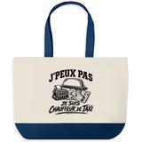 Grand Sac Cabas Fond Bleu J’peux pas je suis Chauffeur de taxi