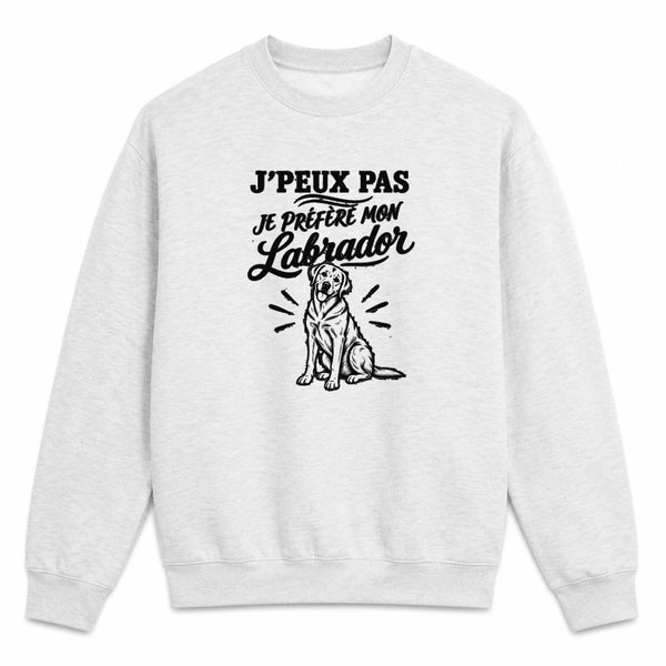 Sweat Gris Chiné J’peux pas je préfère mon Labrador