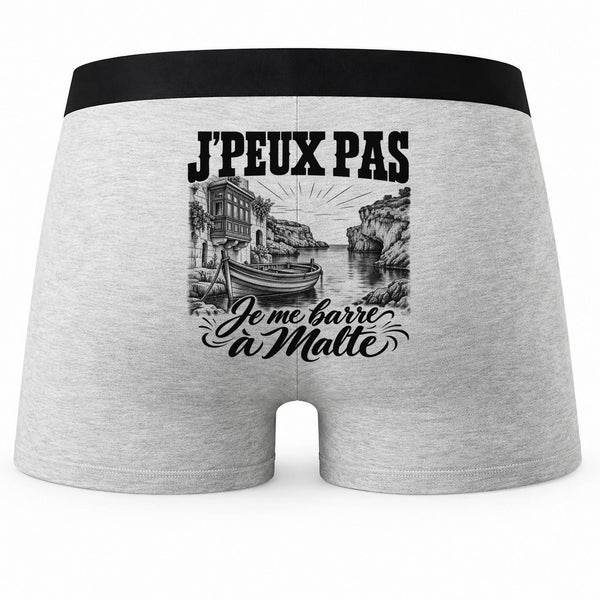 Boxer Homme J’peux pas je me barre à Malte – Impression au dos