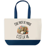 Grand Sac Cabas Fond Bleu Être prof de maths c'est la vie