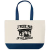 Grand Sac Cabas Fond Bleu J’peux pas je suis Masseur