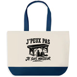 Grand Sac Cabas Fond Bleu J’peux pas je suis Masseur