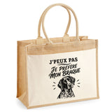 Sac Cabas Jute avec Poche J’peux pas je préfère mon Braque
