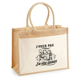 Sac Cabas Jute avec Poche J’peux pas j’ai Vide-grenier