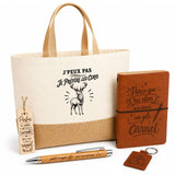 Coffret Cadeau J’peux pas je préfère les Cerfs – Sac jute, carnet, stylo, porte-clés et marque-page