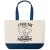 Grand Sac Cabas Fond Bleu J’peux pas je suis Fromager