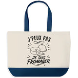 Grand Sac Cabas Fond Bleu J’peux pas je suis Fromager