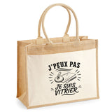 Sac Cabas Jute avec Poche J’peux pas je suis Vitrier
