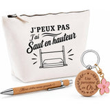 Coffret Cadeau J’peux pas j’ai Saut en hauteur – Trousse, stylo bambou et porte-clés