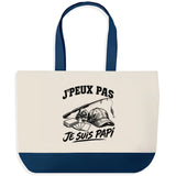 Grand Sac Cabas Fond Bleu J’peux pas je suis Papi
