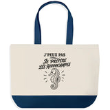Grand Sac Cabas Fond Bleu J’peux pas je préfère les Hippocampes