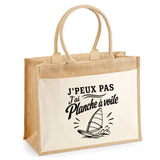 Sac Cabas Jute avec Poche J’peux pas j’ai planche à voile J'peux pas minimaliste