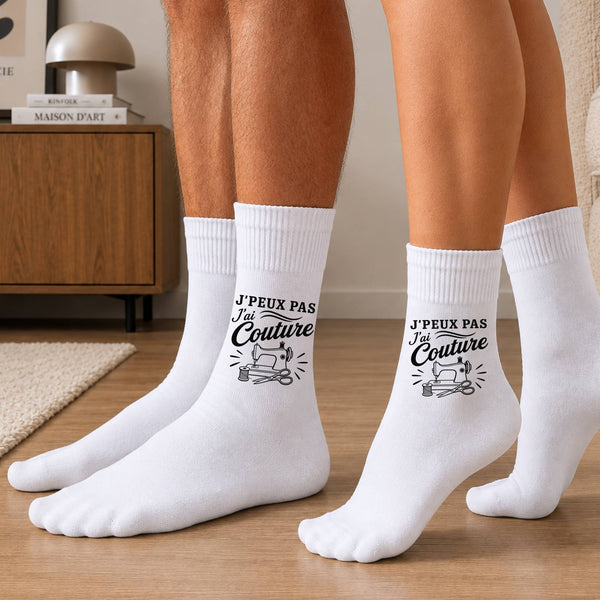Chaussettes Homme Femme J’peux pas j’ai couture J'peux pas minimaliste