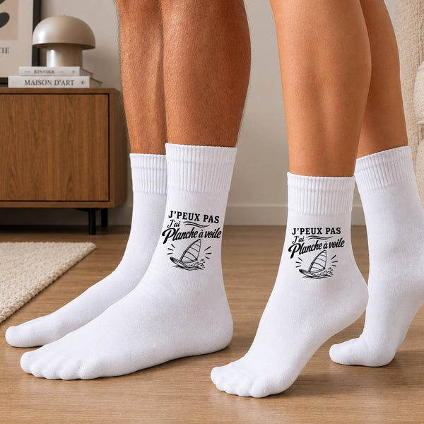 Chaussettes Homme Femme J’peux pas j’ai planche à voile J'peux pas minimaliste