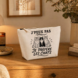 Trousse Beige J’peux pas je préfère les Chats