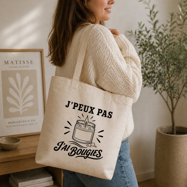 Tote Bag Beige J’peux pas j’ai Bougies