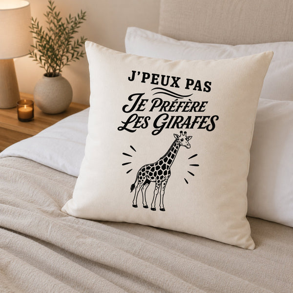 Housse de Coussin J’peux pas je préfère les Girafes