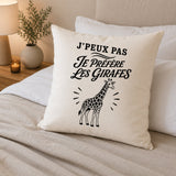 Housse de Coussin J’peux pas je préfère les Girafes