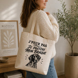 Tote Bag Beige J’peux pas je préfère mon Braque