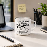 Mug Métal Émaillé J’peux pas j’ai couture J'peux pas minimaliste