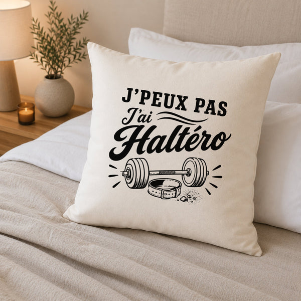 Housse de Coussin J’peux pas j’ai Haltéro