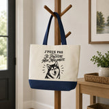 Grand Sac Cabas Fond Bleu J’peux pas je préfère mon Malamute