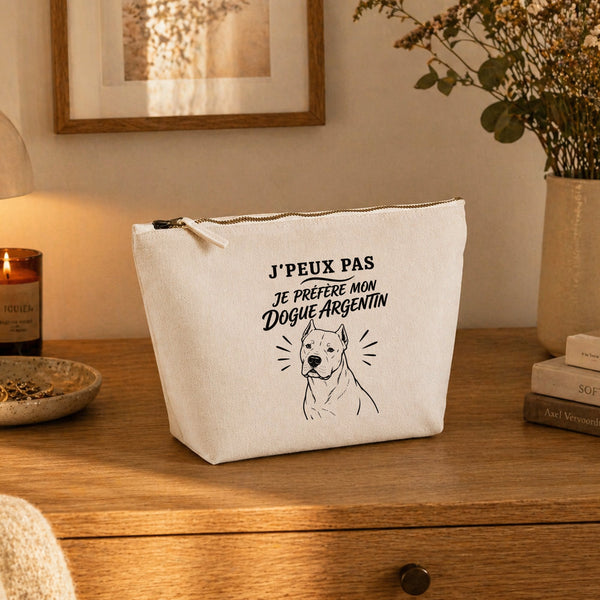 Trousse Beige J’peux pas je préfère mon Dogue Argentin