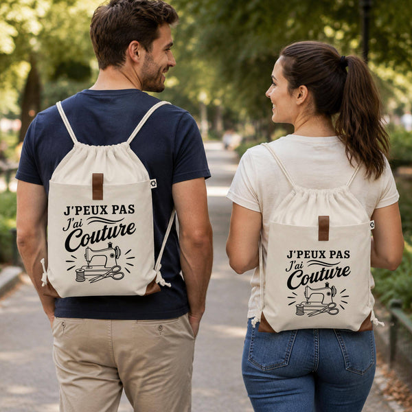 Sac à Dos avec Pochette Avant Beige J’peux pas j’ai couture J'peux pas minimaliste