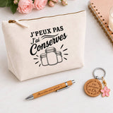 Coffret Cadeau J’peux pas j’ai Conserves – Trousse, stylo bambou et porte-clés