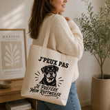 Tote Bag Beige J’peux pas je préfère mon Rottweiler