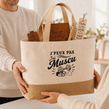 Coffret Cadeau J’peux pas j’ai Muscu – Sac jute, carnet, stylo, porte-clés et marque-page