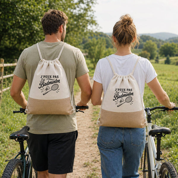 Sac à Dos Toile et Jute J’peux pas j’ai Badminton