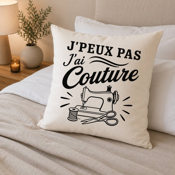 Housse de Coussin J’peux pas j’ai couture J'peux pas minimaliste