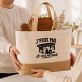 Coffret Cadeau J’peux pas je suis Masseur – Sac jute, carnet, stylo, porte-clés et marque-page