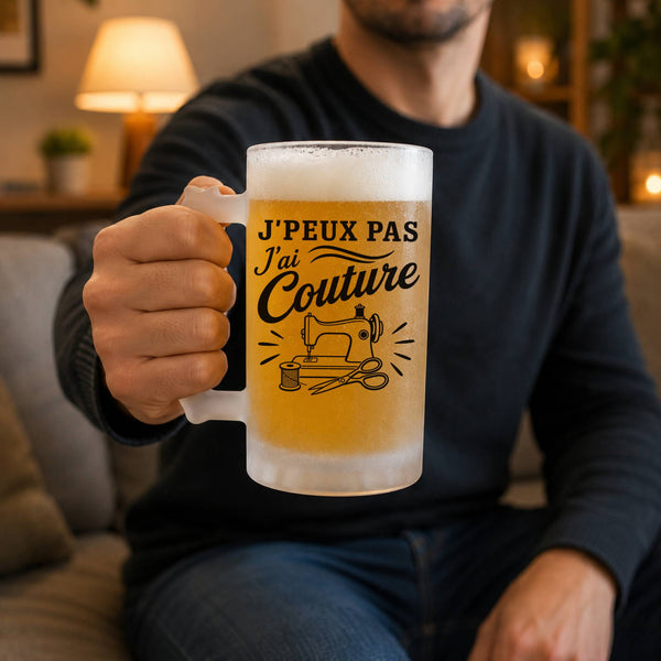 Verre à Bière J’peux pas j’ai couture J'peux pas minimaliste