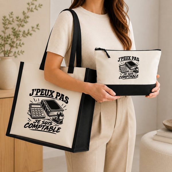 Ensemble Cabas et Trousse J’peux pas je suis Comptable