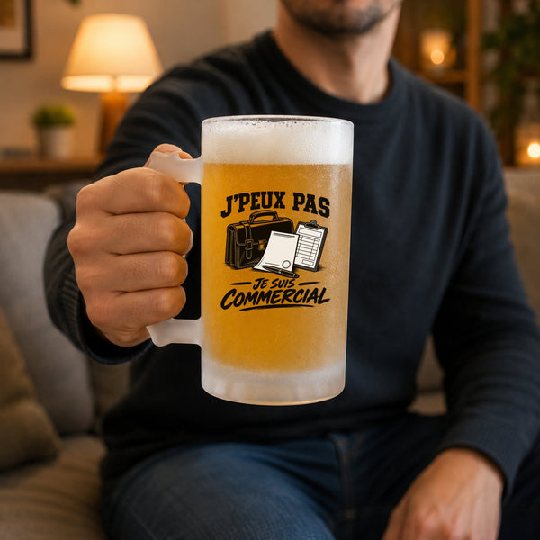 Verre à Bière J’peux pas je suis Commercial