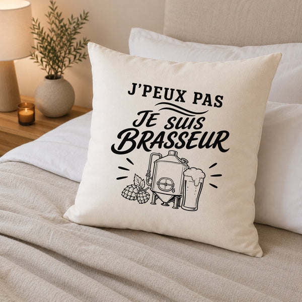 Housse de Coussin J’peux pas je suis Brasseur