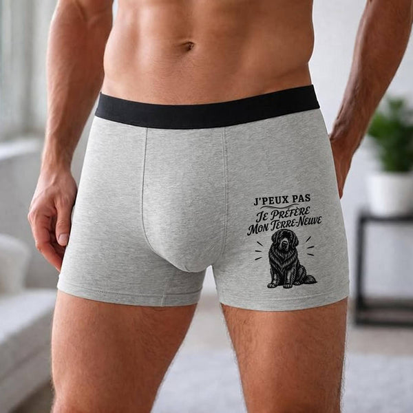 Boxer Homme J’peux pas je préfère mon Terre-Neuve – Impression devant