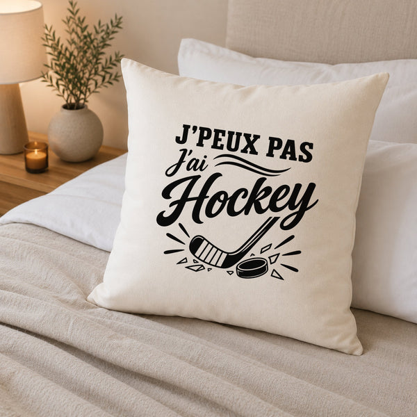Housse de Coussin J’peux pas j’ai Hockey