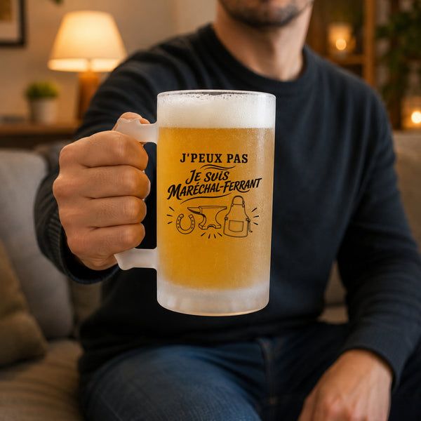 Verre à Bière J’peux pas je suis Maréchal-ferrant