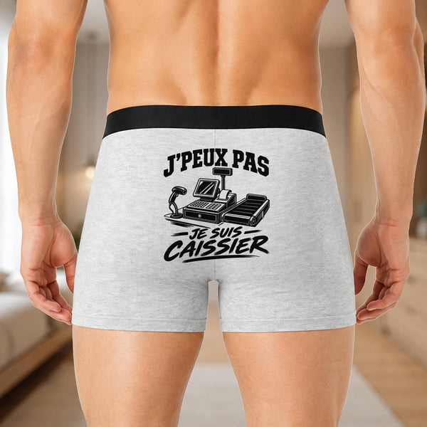 Boxer Homme J’peux pas je suis Caissier – Impression au dos