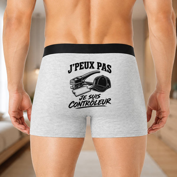 Boxer Homme J’peux pas je suis Contrôleur – Impression au dos