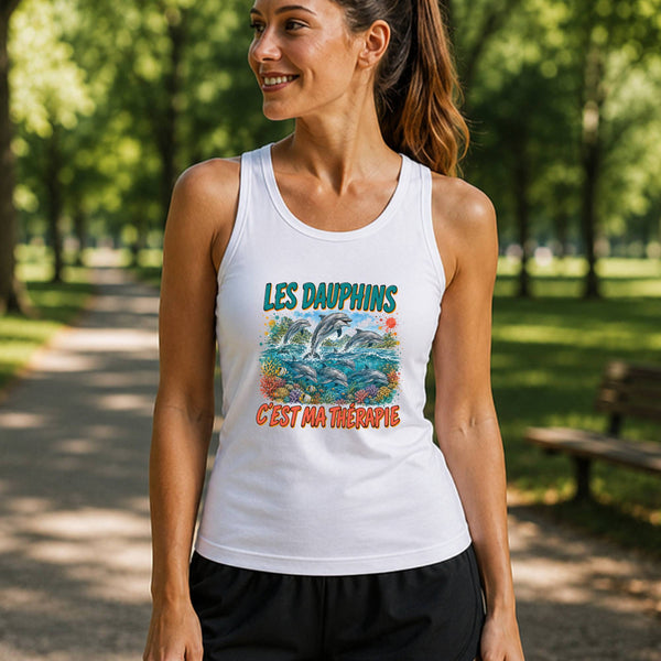 Débardeur Femme Les dauphins c'est ma thérapie