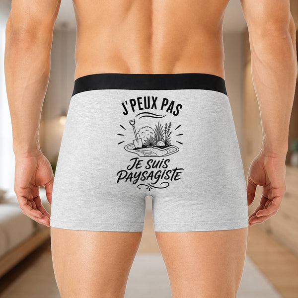 Boxer Homme J’peux pas je suis Paysagiste – Impression au dos