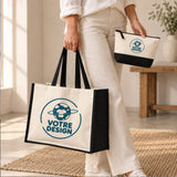 Duo trousse + cabas contour noir - Votre design - Planetee