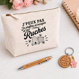 Coffret Cadeau J’peux pas je préfère m’occuper de mes Ruches – Trousse, stylo bambou et porte-clés